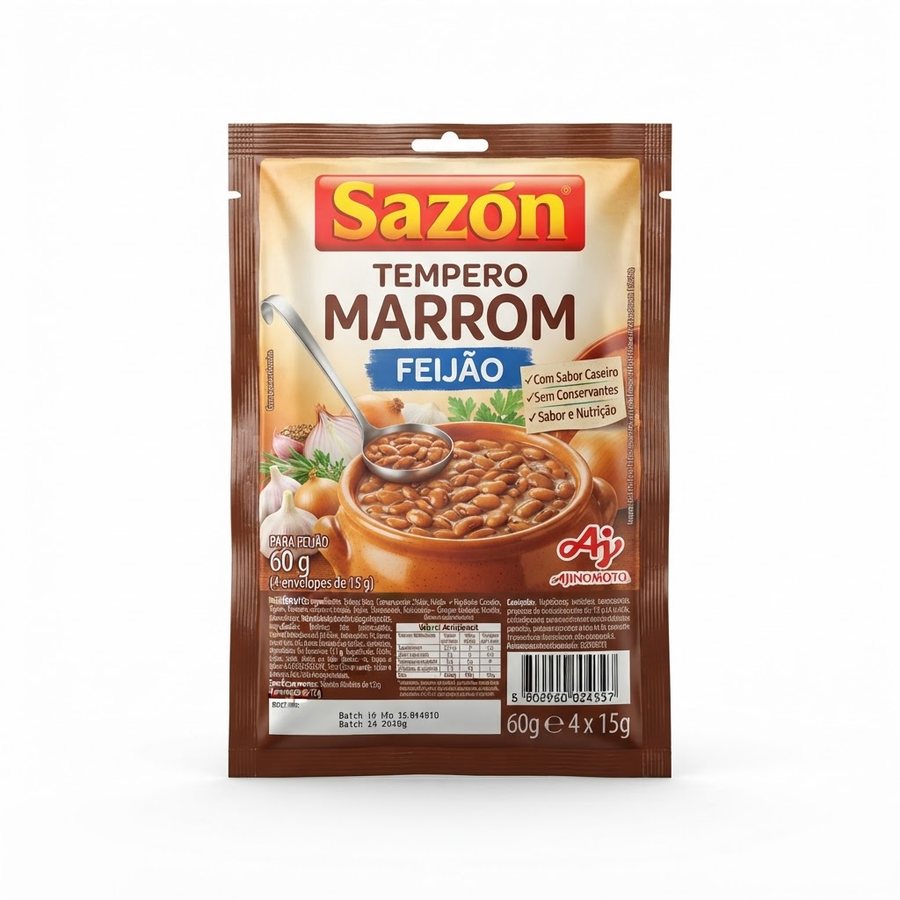 Tempero Sazon Marrom — Feijão 60 g Sazon — produto disponível na BRAVI