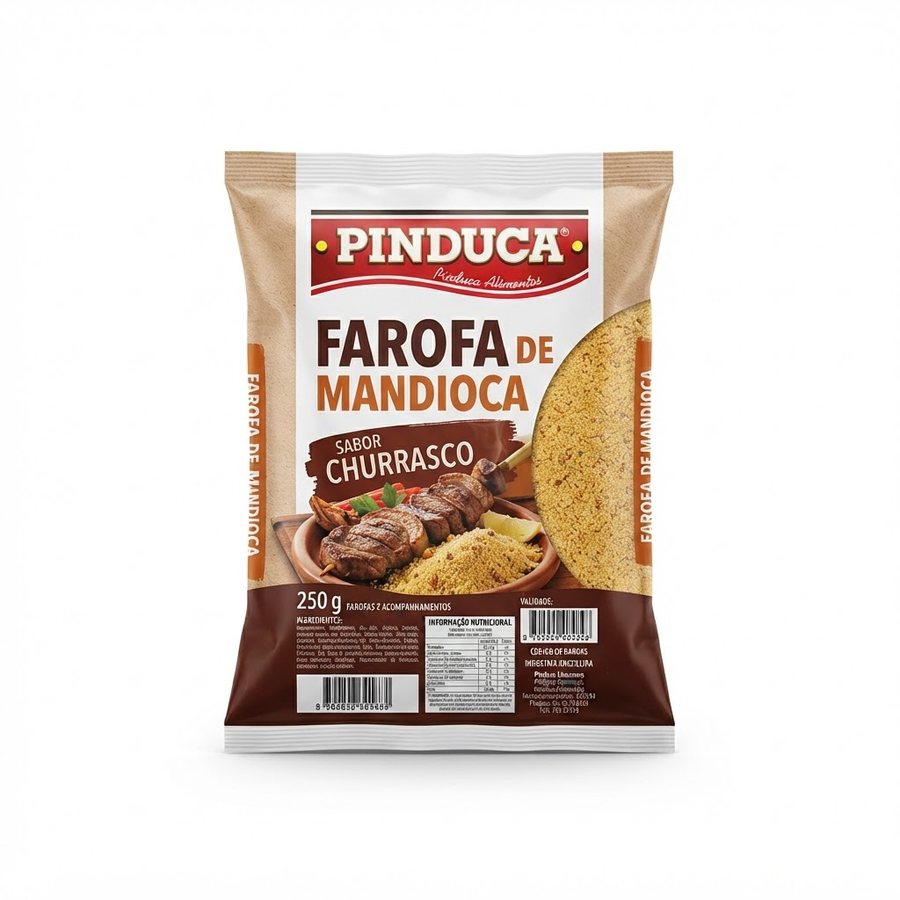 Farofa de Mandioca Sabor Churrasco 250 g Pinduca — produto disponível na BRAVI