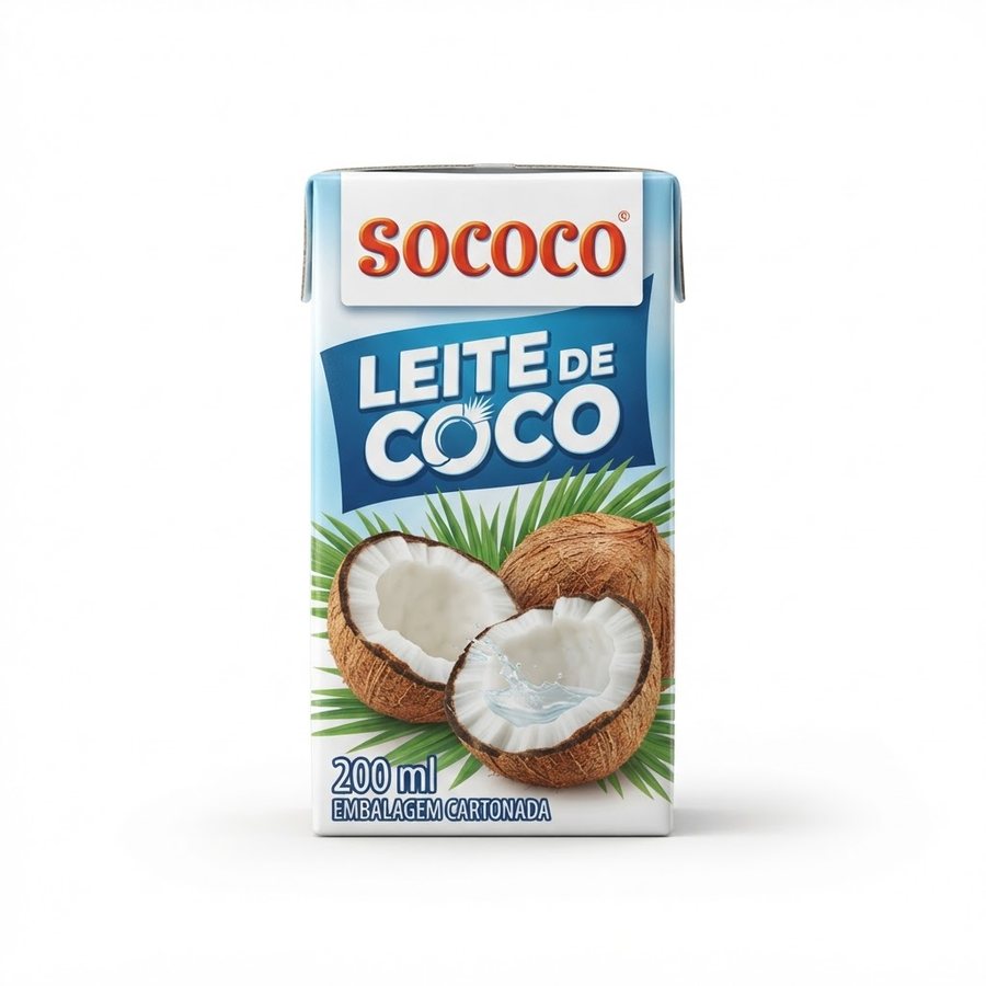 Leite de Coco 200 ml — Embalagem Cartonada Sococo — produto disponível na BRAVI