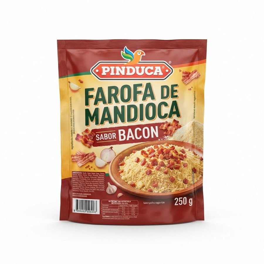 Farofa de Mandioca Sabor Bacon 250 g Pinduca — produto disponível na BRAVI