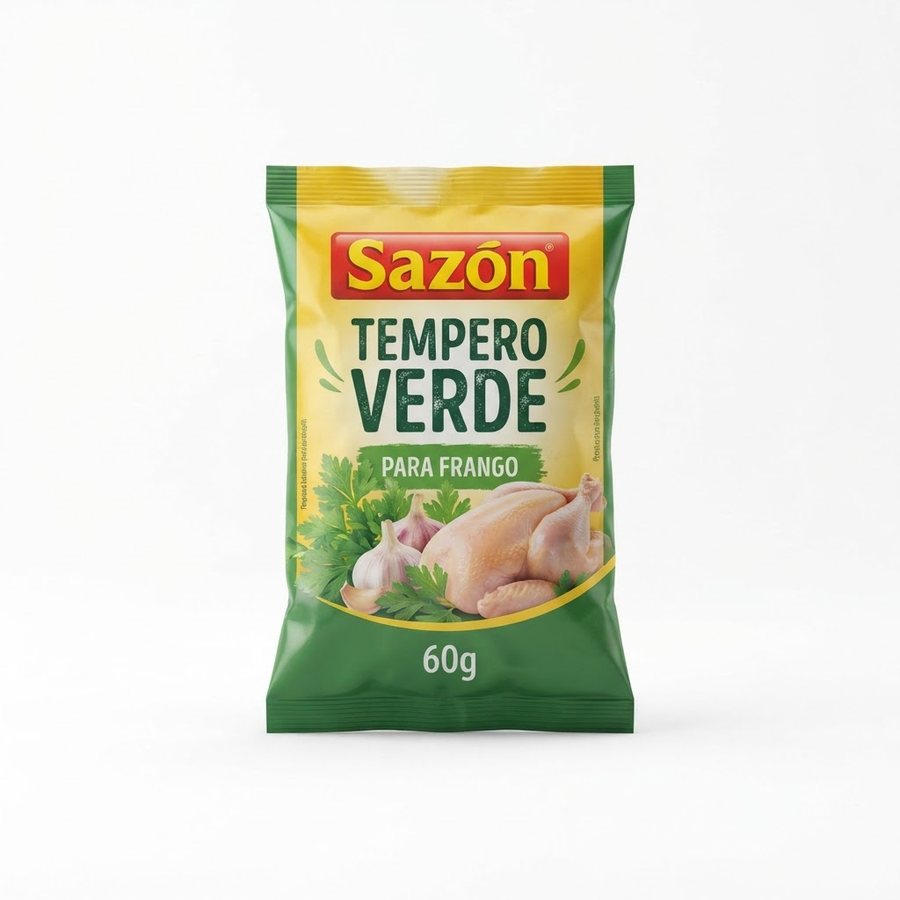 Tempero Sazon Verde — Frango 60 g Sazon — produto disponível na BRAVI