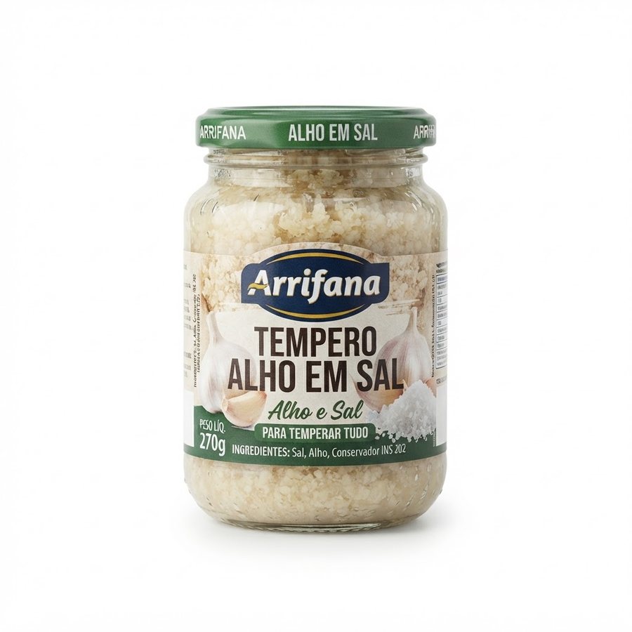 Tempero Alho em Sal 270 g Arrifana — produto disponível na BRAVI