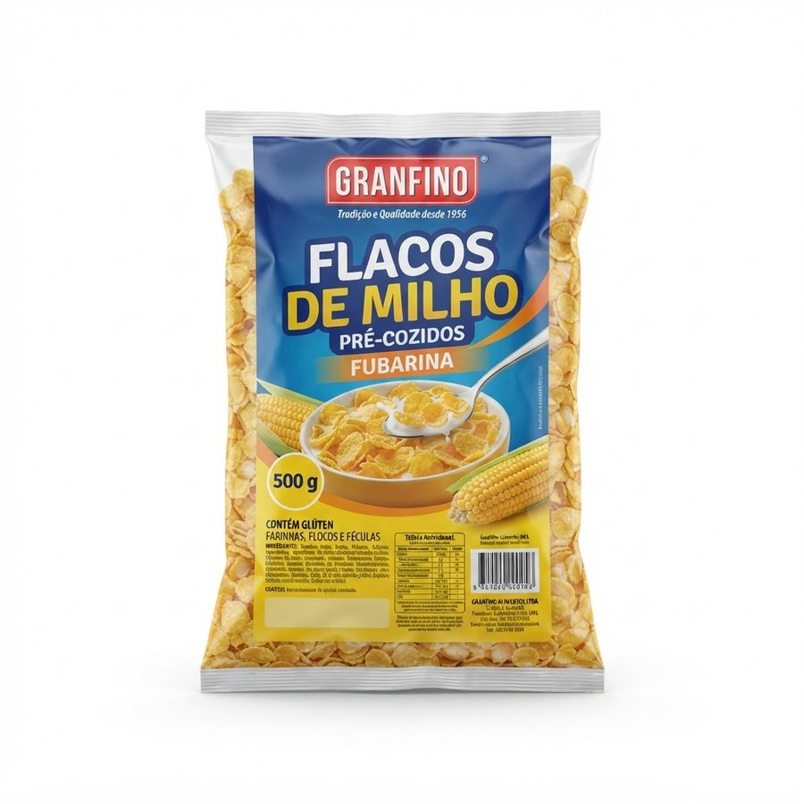 Flocos de Milho Pré-cozidos (Fubarina) 500 g Granfino — produto disponível na BRAVI