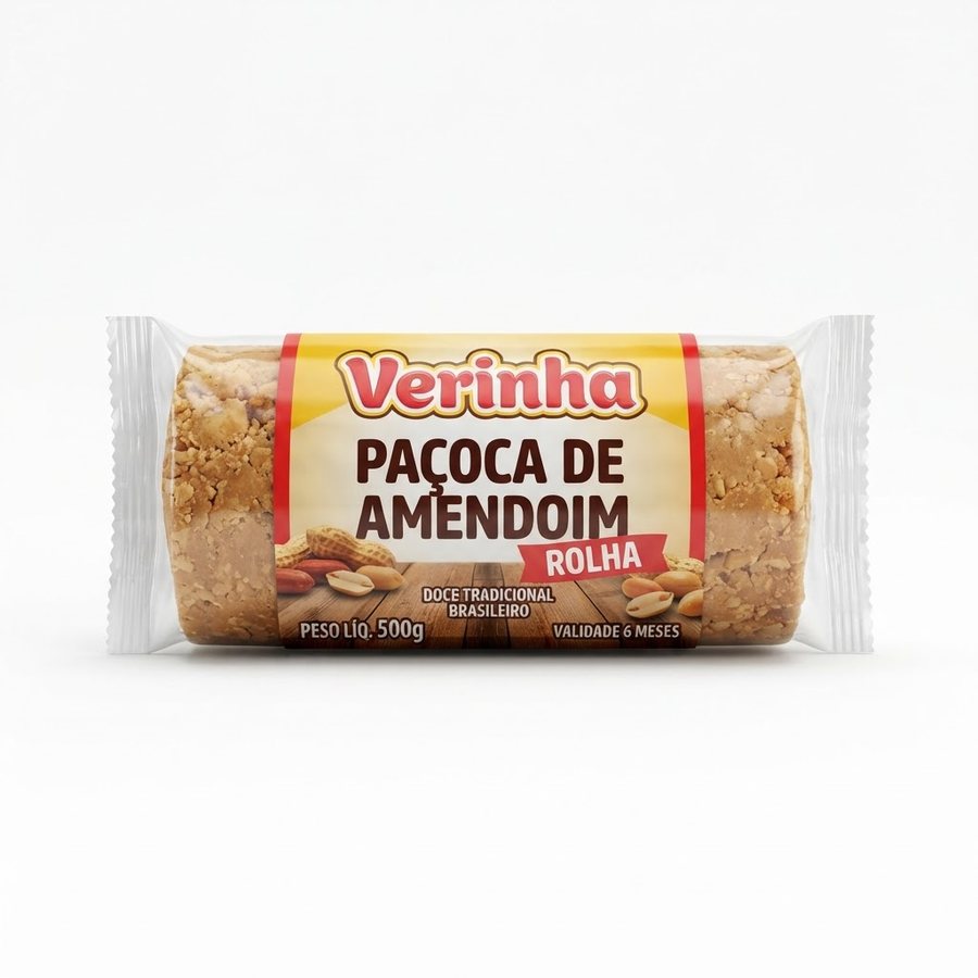 Paçoca de Amendoim Rolha — Vários Formatos Verinha — produto disponível na BRAVI