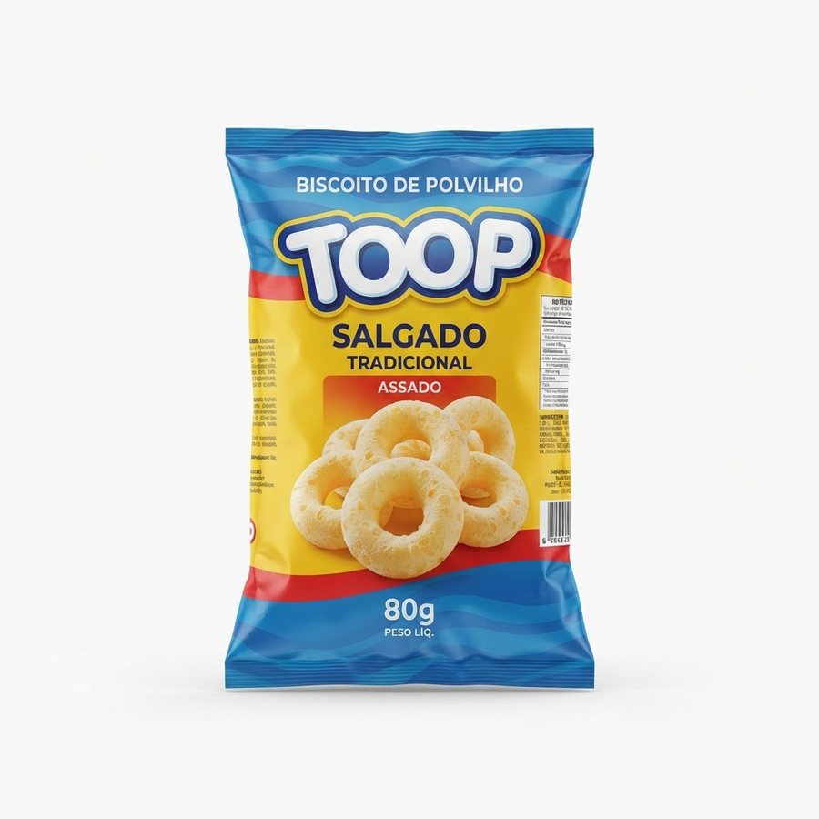 Biscoito de Polvilho Salgado Toop 80 g Toop — produto disponível na BRAVI